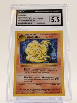 1999 Pokemon Ninetales Disco Holo Test Print 12/102 Shadowless Base Set CGC 5.5 - Image 1