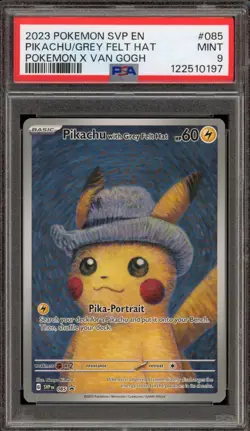 Pokemon Pikachu with Grey Felt Hat Van Gogh Full Art Promo SVP EN 085 PSA 9 Mint - Image 1