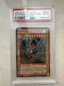 YUGIOH GEARFRIED THE SWORDMASTER 1st Edition Ultimate Holo FET-EN022 NM-MT PSA 8 - Image 1