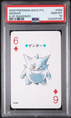PSA 10 GEM MINT 2000 Pokemon Gengar Gold Playing Card 6 of Diamonds #094 - Image 1