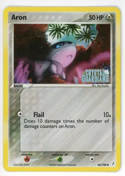 Pokemon Card Aron 44/100 Reverse Holo Foil EX Crystal Guardians NM - Image 1