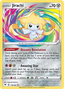 Jirachi 119/185 Amazing Rare SWSH04: Vivid Voltage Pokemon Card - Image 1