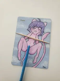 Hand Painted Altered Art - Plains - Pokemon Girl - Mew - MTG - TCG - Image 1