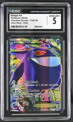 CGC 5 Gengar EX 2014 Phantom Forces 114/119 Ultra Rare Holo Pokemon Card - Image 1