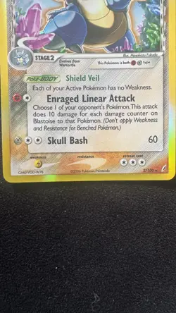 Pokemon TCG Blastoise EX Crystal Guardians Holo Card 2/100 Delta Species - Image 2
