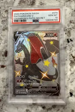 2020 Pokemon Sword & Shield FA Charizard V #079 Champion's Path Secret PSA 10 - Image 1