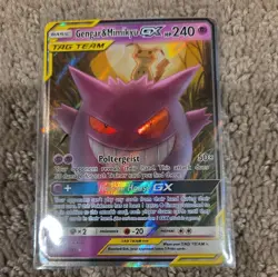 Pokemon Gengar & Mimikyu GX 53/181 Sun & Moon Team Up Holo Ultra Rare - Image 1