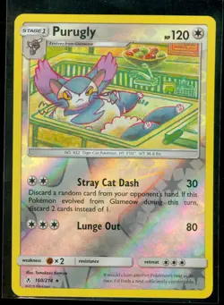 Pokemon PURUGLY 160/214 Unbroken Bonds RARE Rev Holo - MINT - Image 1