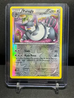 Purugly 94/122 Reverse Holo Pokemon 2016 XY Breakpoint - MP/LP - Image 1