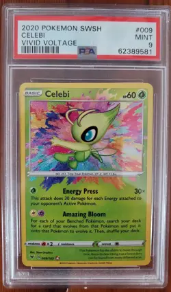 2020 Pokemon Sword & Shield Vivid Voltage Amazing Rare Celebi #9/185 PSA 9 MINT - Image 3