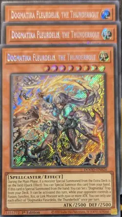 3x Dogmatika Fleurdelis, the Thunderbolt Playset DOOD Secret Rare NM Yu-Gi-Oh! - Image 1