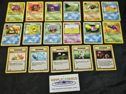 Pokemon Fossil 1st Edition Commons & Trainers 46-62/62 Set Of 17 Cards - Image 1