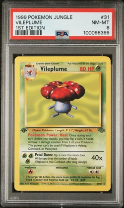 1999 POKEMON TCG JUNGLE VILEPLUME #31 1ST EDITION PSA 8 Graded Card - Image 1