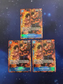 SET OF 3 Portgas D Ace OP08-052 Treasure Rare Royal Blood One Piece Card Game - Image 3