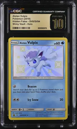 ALOLAN VULPIX Shiny Vault Holo Hidden Fates #SV8 CGC Pristine 10 Pokemon - Image 1