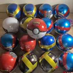 POKEMON TCG POKE BALL TIN LOT OF 17 DISPLAY BOX NEW/SEALED - 7 H24, 2 D24, 8 A24 - Image 1