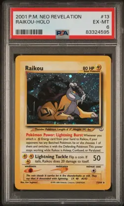 Pokemon TCG Raikou Neo Revelation 🚨 DOUBLE HOLO ERROR 🚨 PSA 6 - Image 1