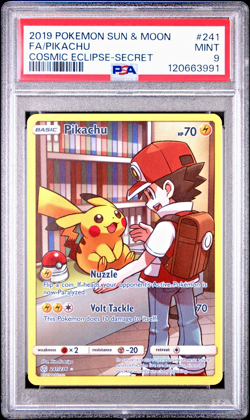 2019 POKEMON PIKACHU SUN & MOON COSMIC ECLIPSE #241 FA SECRET RARE - PSA 9 ?? - Image 1