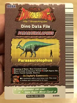 Dinosaur King Gold Parasaurolophus 5th Edition Card - Image 3