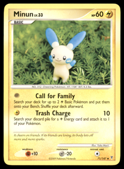 Minun 71/147 Supreme Victors Regular Non Holo 2009 Pokemon Card Light Played LP - Image 1