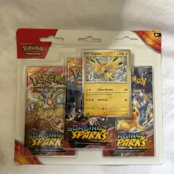 Pokemon TCG: Surging Sparks 3-Pack Blister - Zapdos Promo Card -Sealed - English - Image 1