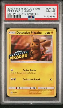 2019 Pokemon Detective Pikachu SM190 Holo Blu Ray / DVD Promo PSA 8 - Image 1