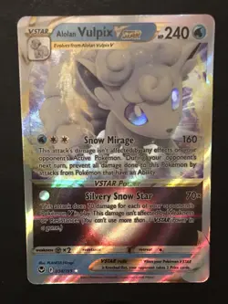 Alolan Vulpix VSTAR 034/195 Silver Tempest ULTRA RARE HOLO Pokemon Card NM - Image 1