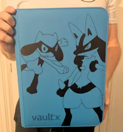 Vault X - 9 Pocket eXo-Tec Zip Binder Folder - Neon Blue Pokemon Lucario & Riolu - Image 1