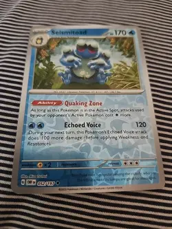 Pokemon TCG Seismitoad 052/197 Obsidian Flames Reverse Holo NM - Image 1
