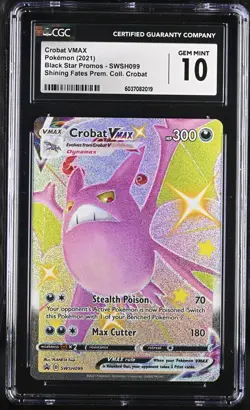 Crobat VMAX SWSH099 Pokemon Shining Fates EN 2021 Black Star CGC 10 Gem Mint - Image 1