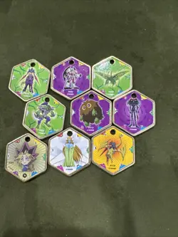 Yu-Gi-Oh! Vintage Takahashi Metal Medallions Hexors Coins Tags Lot of 9 coins - Image 2