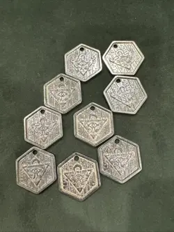 Yu-Gi-Oh! Vintage Takahashi Metal Medallions Hexors Coins Tags Lot of 9 coins - Image 3