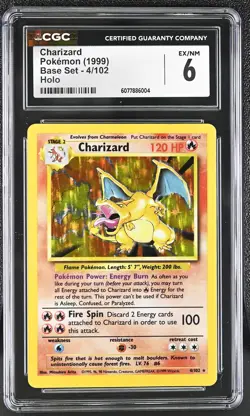 CGC 6 Charizard 1999 Base Set 4/102 Holo Pokemon Card - Image 1