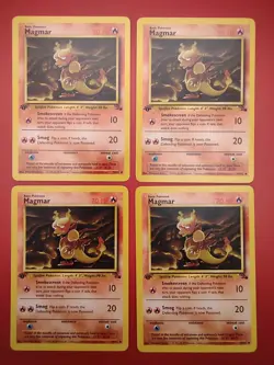 Pokemon 1st Edition Magmar X4 LP/NM 39/62 Fossil TCG Cards - Image 1