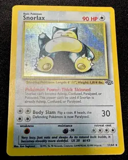 Pokemon TCG Snorlax Holo Rare Unlimited Card Jungle 11/64, Vintage 1999 WOTC MP - Image 3