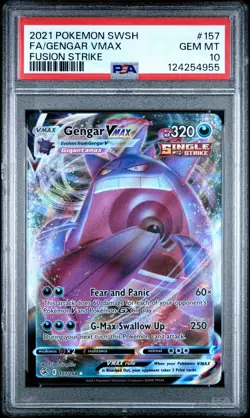 2021 POKEMON SWORD & SHIELD FUSION STRIKE #157 FULL ART/GENGAR VMAX PSA 10 - Image 1