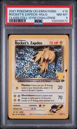 2021 POKEMON CELEBRATIONS CLASSIC COLLECTION TEAM ROCKET'S ZAPDOS-HOLO 15 PSA 8 - Image 1