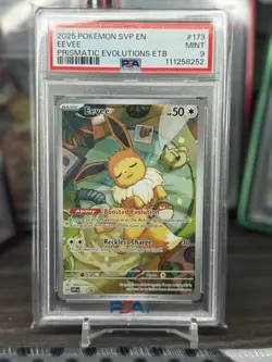 2025 POKEMON SVP EN-SV PRISMATIC EVOLUTIONS BLACK STAR PROMO #173 EEVEE PSA 9 - Image 1