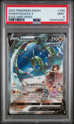 2021 POKEMON SWORD & SHIELD EVOLVING SKIES #194 FULL ART/RAYQUAZA V PSA 9 - Image 1