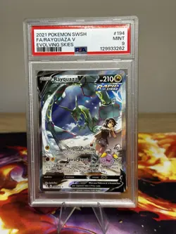 2021 POKEMON SWORD & SHIELD EVOLVING SKIES #194 FULL ART/RAYQUAZA V PSA 9 - Image 3