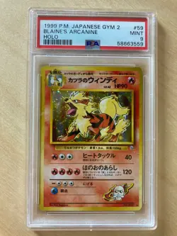 1999 Pokemon Japanese Gym 2 59 Blaine's Arcanine-Holo PSA 9 MINT - Image 1