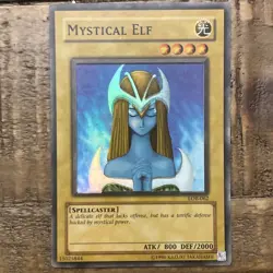 2002 Vintage Yugioh Mystical Elf LOB-062 Super Rare Foil Shift Error - Image 1