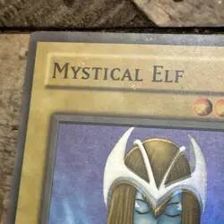 2002 Vintage Yugioh Mystical Elf LOB-062 Super Rare Foil Shift Error - Image 3