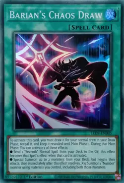 LED9-EN005 BARIAN'S CHAOS DRAW SUPER RARE 1ST EDITION YuGiOh CARD - Image 1