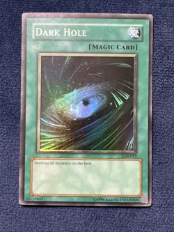 2002 Yu-Gi-Oh Vintage DARK HOLE SUPER RARE LOB-052 Foil Shift Light Fade Error - Image 1