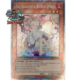 Yugioh 1x Ash Blossom & Joyous Spring Alt Art RA04-EN025 Platinum Secret Rare NM - Image 1
