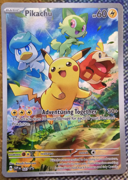Pikachu SVP 027 Paldea Evolved Full Art Black Star Promo Pokemon Card NM - Image 1