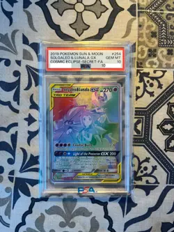2019 POKEMON SUN & MOON COSMIC ECLIPSE #254 FULL ART/SOLGALEO & LUNALA GX PSA 10 - Image 1