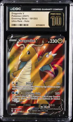 2021 POKEMON EVOLVING SKIES ULTRA RARE HOLO #191/203 DRAGONITE V CGC 10 PRISTINE - Image 1