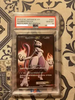 FA/MEWTWO EX RED FLASH-1ST EDITION POKEMON JAPANESE XY RED FLASH 2015 062 PSA 10 - Image 1